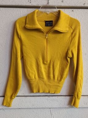 Vintage Mustard Yellow Half-Zip Wool Sweater